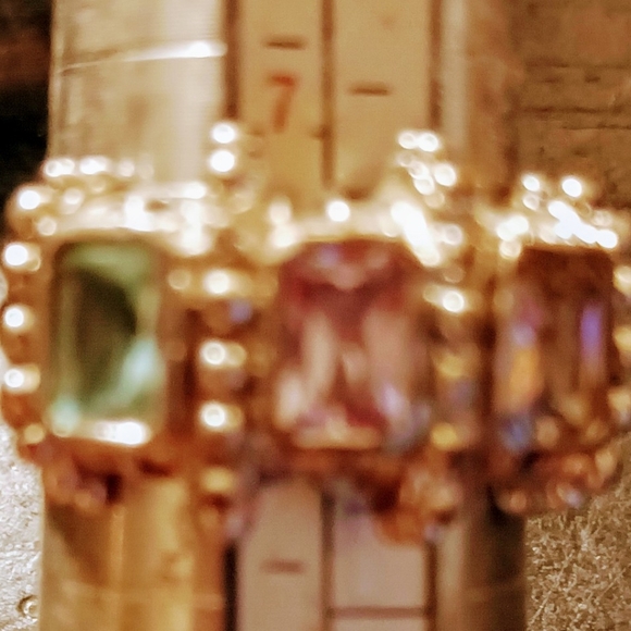 Sterling Silver 9.25 With 3 Gemstone  Aquarium,Green Peridot,  Quartz Sz 8 Ring - Picture 13 of 15